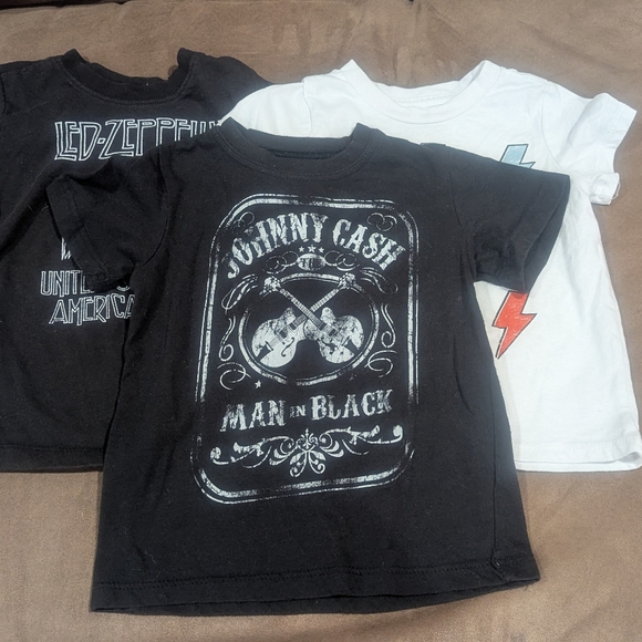 Led Zeppelin, Johnny Cash, AC/DC Kids T-Shirts - Black and White - Picture 2 of 2